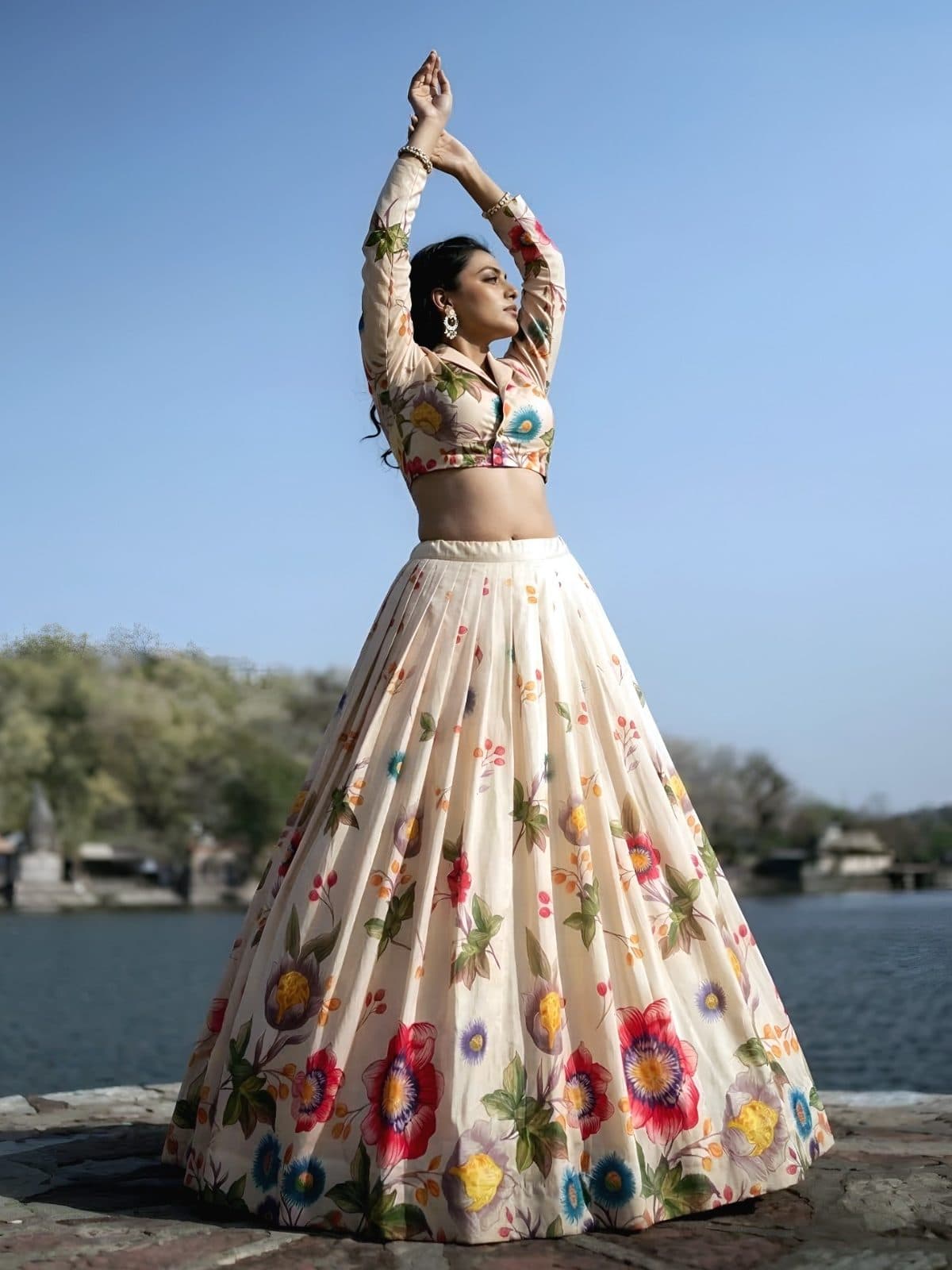 Floral Silk Blend Lehenga Choli Full Stitched